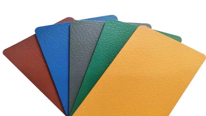 Side-by-side comparison of indoor and outdoor PVC flooring texture