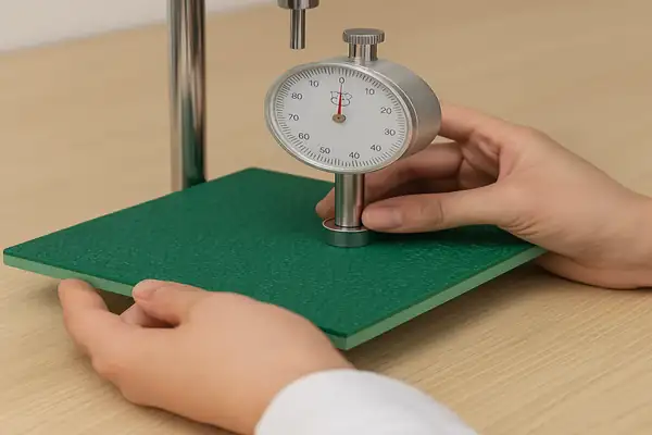 Close-up of PVC sports flooring layers