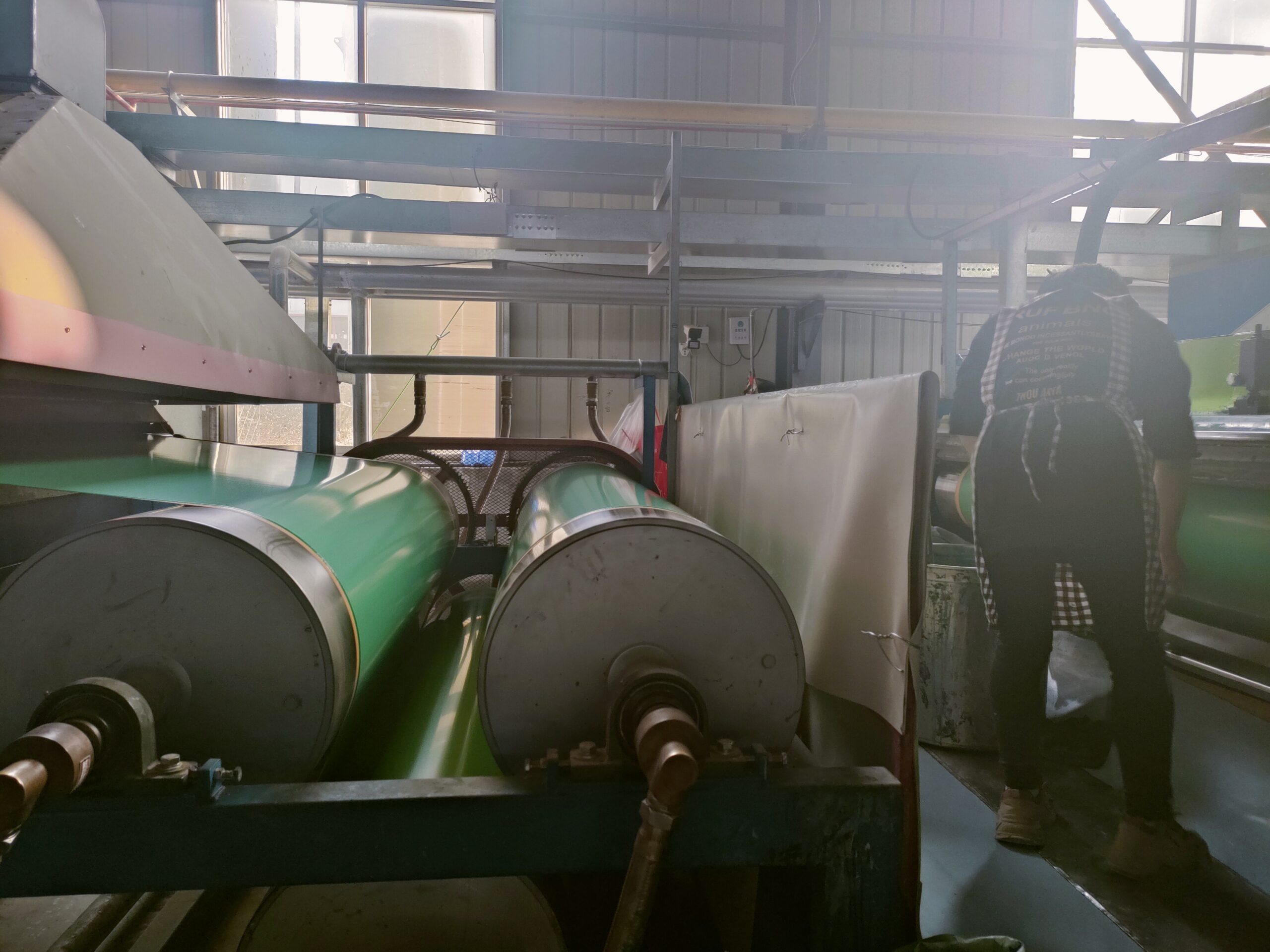 Factory production line for PVC sports flooring