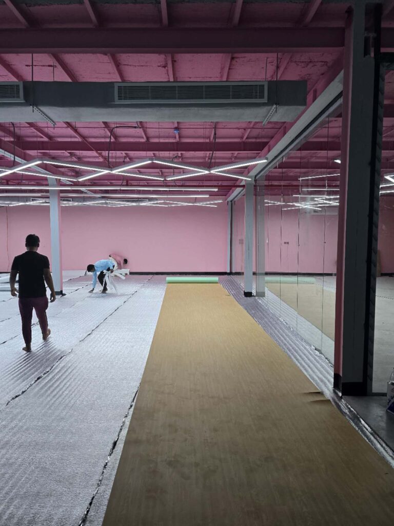 PVC Sports Flooring installation in progress